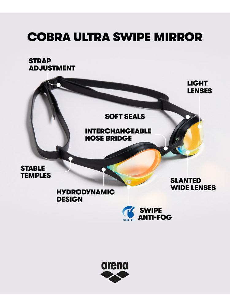 Arena Cobra Ultra Swipe Mirror Goggles Yellow & Blue