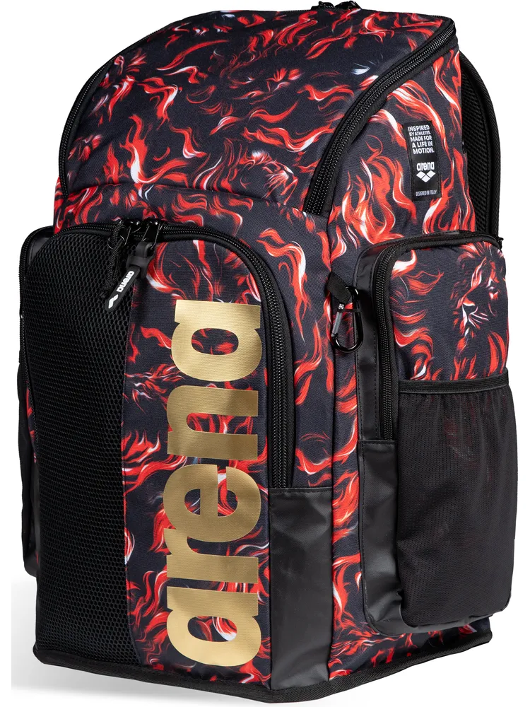 Arena Spiky III Zwemrugzak 45L Allover Leopard Skin Geranium - Aqua Splash