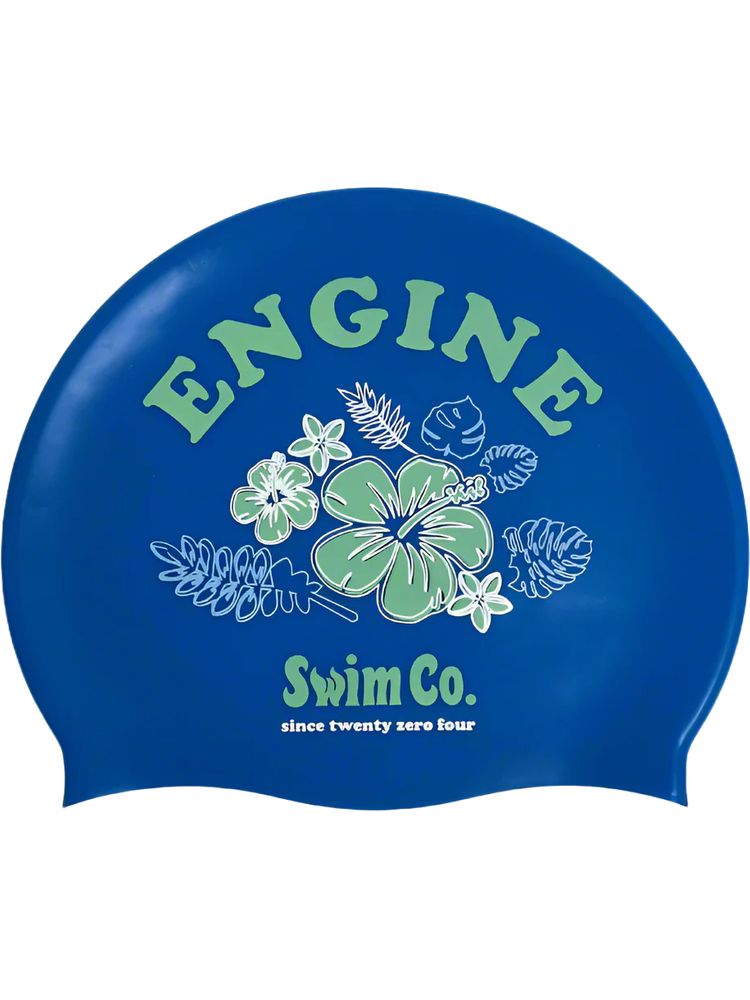 Engine Floral Swim Cap - Blue