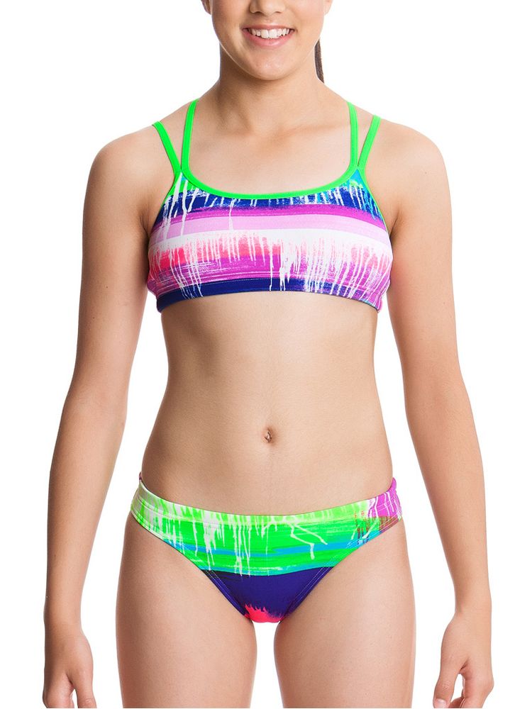 Funkita Colour Run Girls Criss Cross Sports Bikini