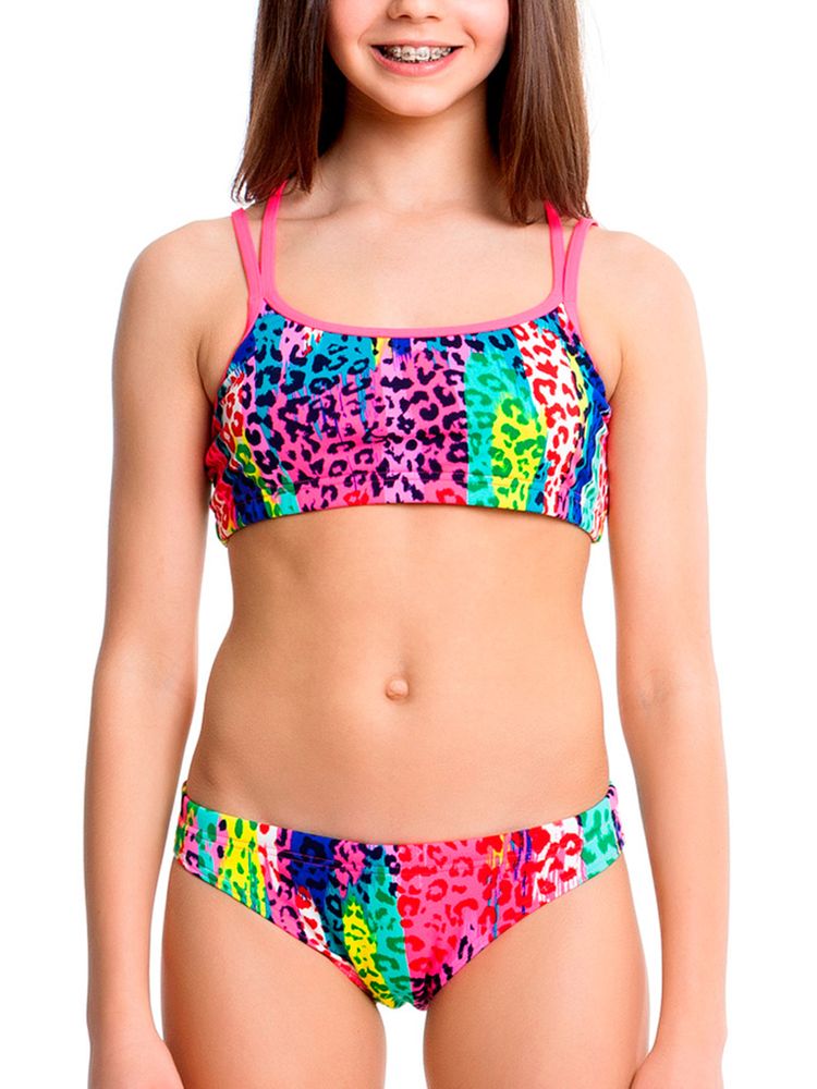 Funkita Feline Fever Girls Criss Cross Sports Bikini