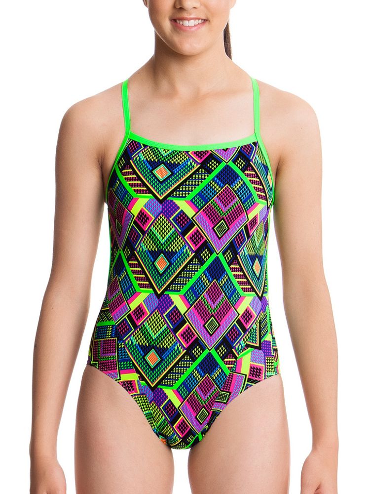 Funkita Tribal Fire Girls Cross Back One Piece Swimsuit