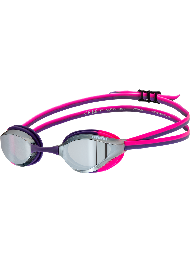 Arena Python Junior Goggles - Silver Mirror/Shocking Pink
