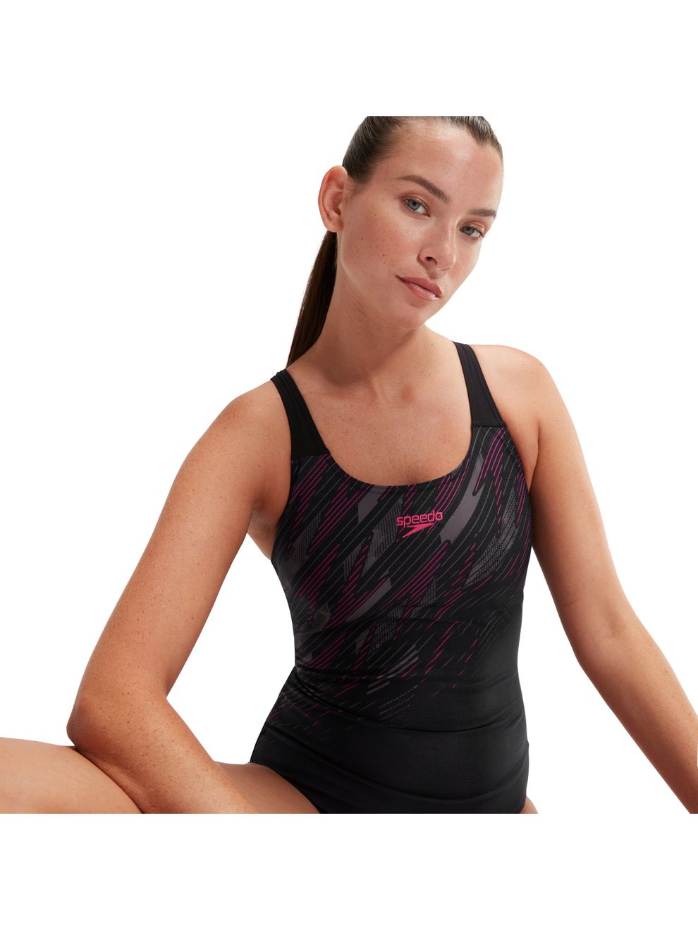 Speedo GIRLS HYPERBOOM SPLICE MUSCLEBACK - Badedragt - Siren Red/picton