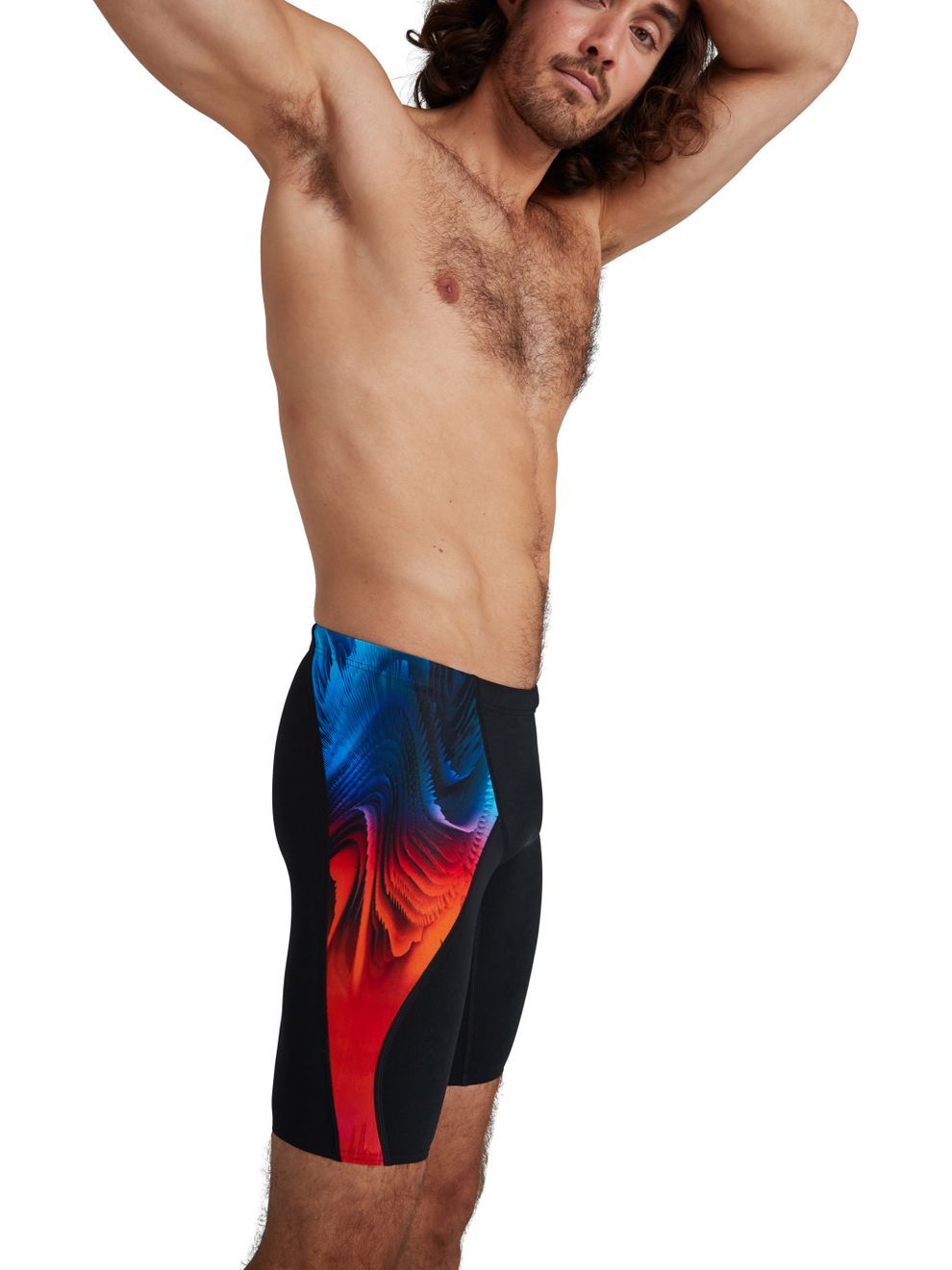 Speedo Digital Placement VCut Jammers Black/Dragonfire Orange/Light