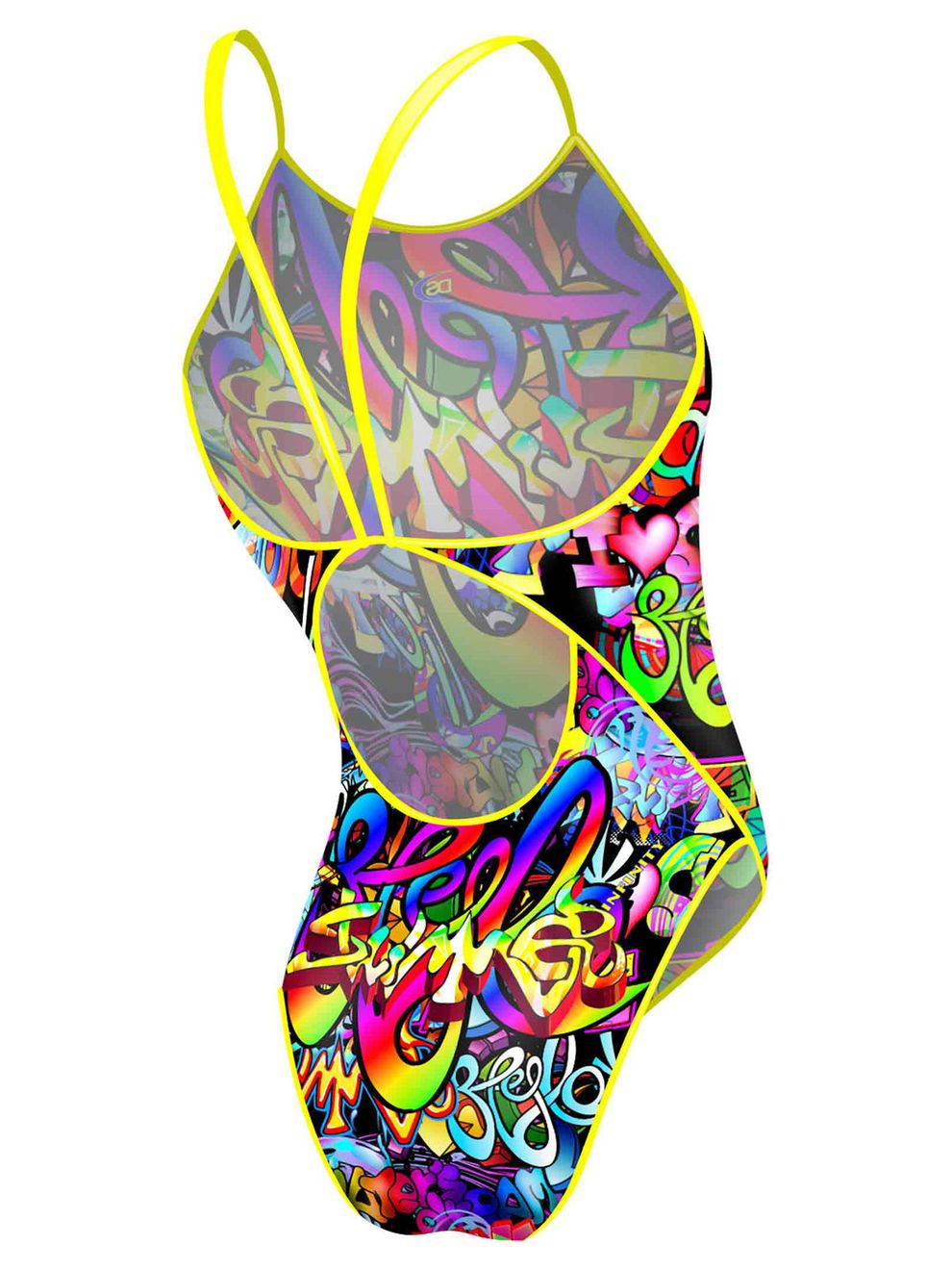 Dinosaur T-rex Graffiti Print One Piece Swimsuite