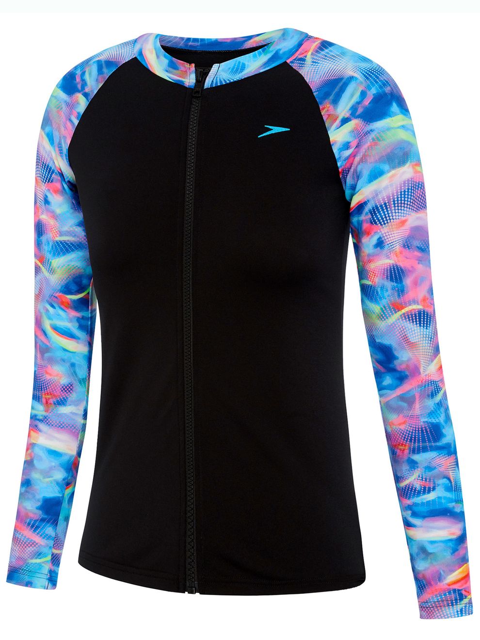 Speedo Star Light Girls Zip Up Long Sleeve Rashie
