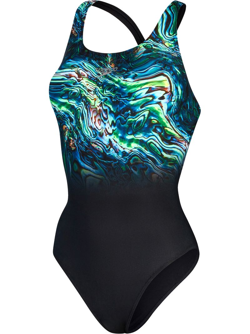 Speedo Powerback Speedo Powerback One Piece - Black/Green/Blue | Swimmer.com.au
