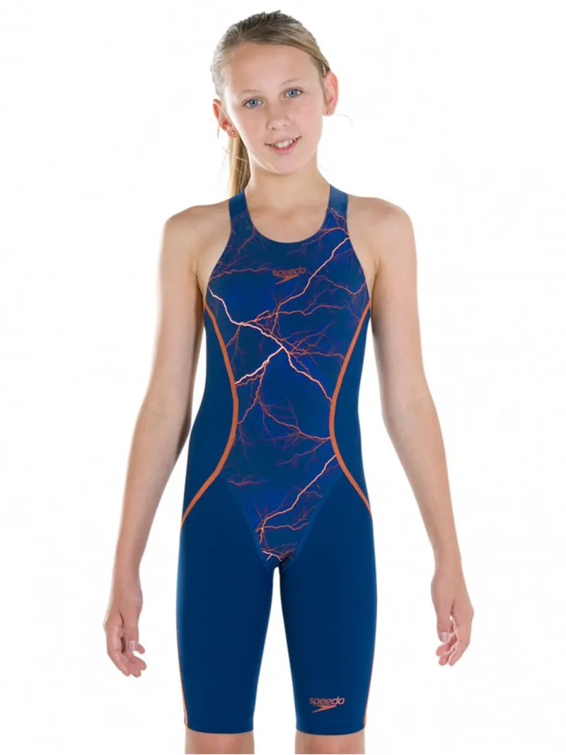 Speedo Fastskin Junior LZR Racer X Blue & Fluro Orange Openback