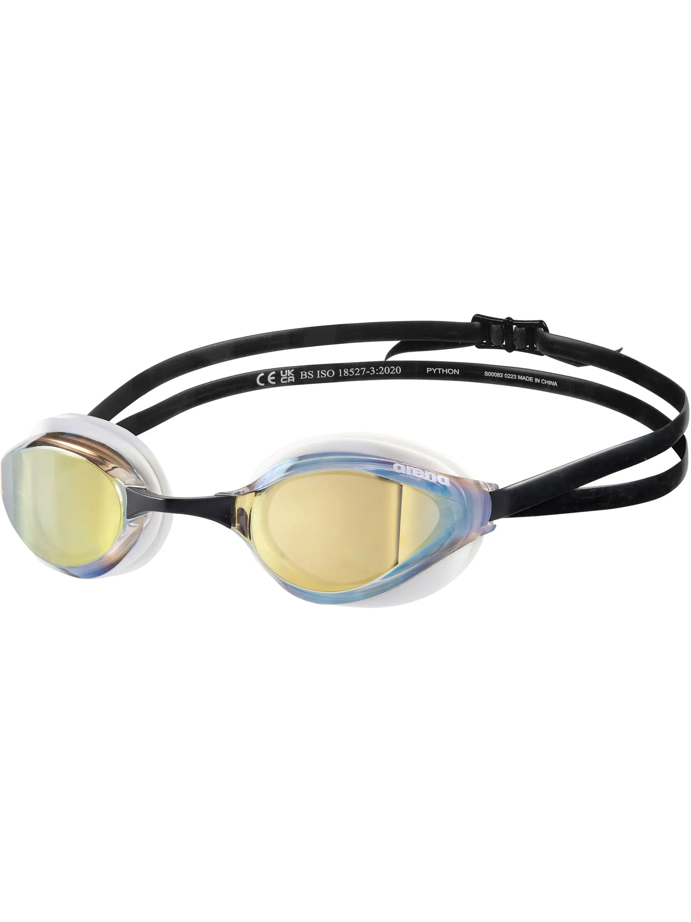 Speedo Python Goggles Arena Python Goggles - Gold Mirror/White/Black | Swimmer.com.au