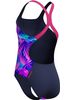 Speedo Allover Print Powerback One Piece - Pink/Peacoat