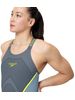 Speedo Fastskin LZR Pure Intent 2.0 Openback Kneeskin - Grey Lead/Arcadia Blue/Hyper Yellow
